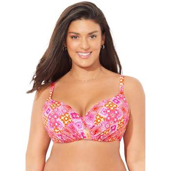 Swimsuits for All Women's Plus Size Confidante Bra Sized Underwire Bikini  Top - 42 F, Vibrant Palm Pink