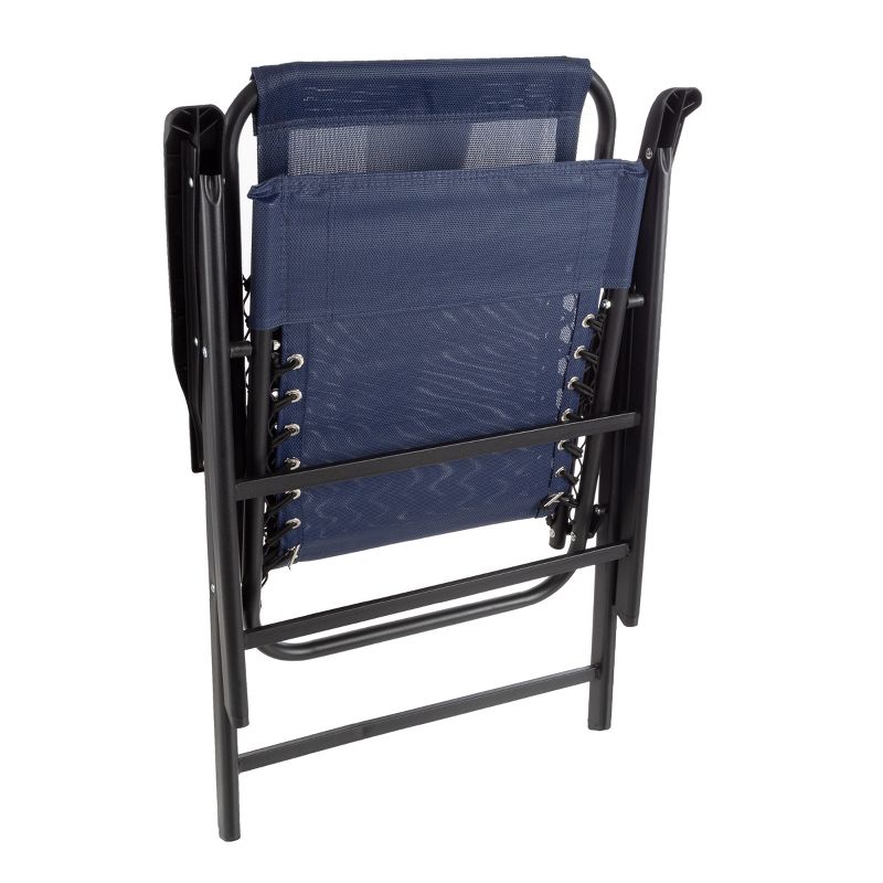 Pure Garden Folding Lounge Chairs – Portable Camping or Lawn Chairs, Navy, Set of 2, 5 of 9