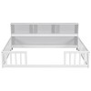 Dolonm Kid Pine Wood Floor Bed with Bedside Bookcase,Shelves,Guardrails - 2 of 4