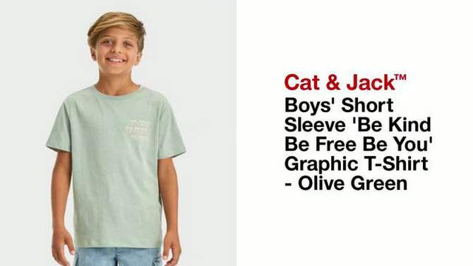 Boys' Short Sleeve 'Be Kind Be Free Be You' Graphic T-Shirt - Cat & Jack™ Olive Green, 2 of 5, play video