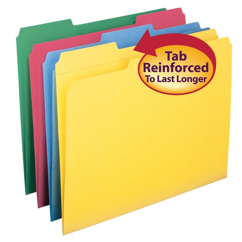 Smead® File Folders, Reinforced 1/3-Cut Tab, Letter Size, 4 Assorted Colors, 12 Per Box, 2 Boxes, 2 of 3
