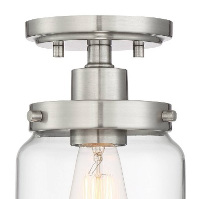 Brushed Nickel and Clear Glass Semi Flush Mount Ceiling Light