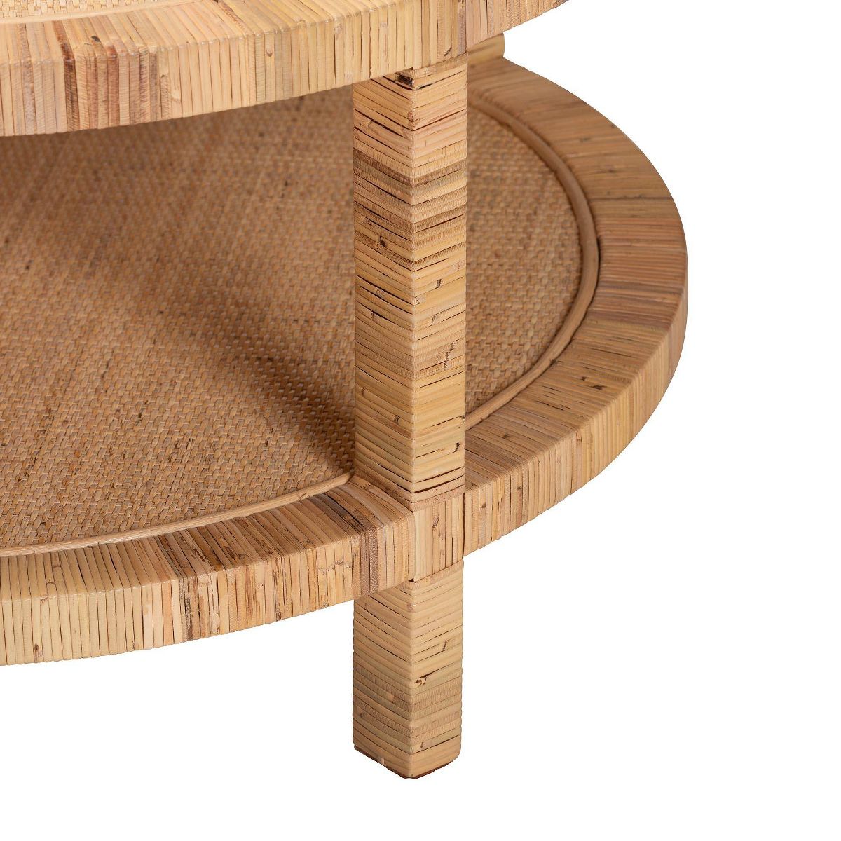 bali & pari Kalimantan Rattan and Mahogany Wood Coffee Table Light Honey - thumbnail 4