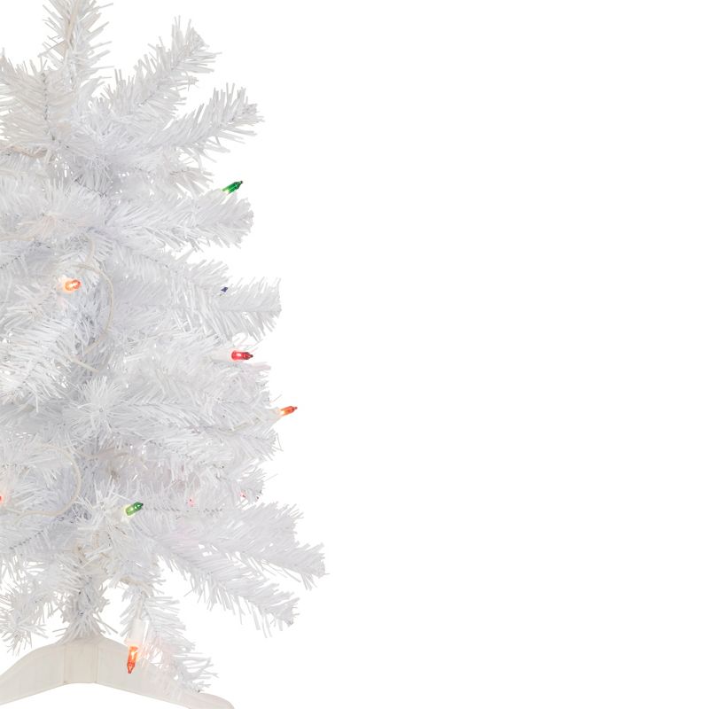 Northlight 2' Lighted Woodbury White Pine Slim Artificial Christmas Tree, Multi Lights, 5 of 8