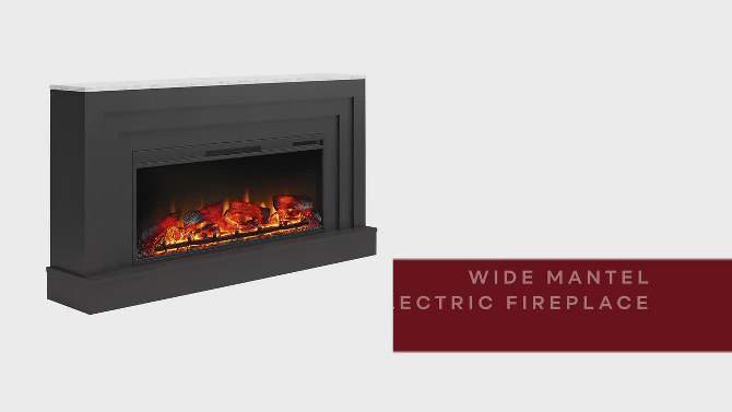 Morganfield Wide Mantel with Linear Electric Fireplace Black/White - Room &#38; Joy, 2 of 10, play video