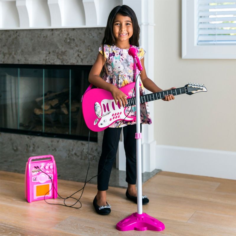 Best Choice Products Kids Electric Musical Guitar Toy Play Set w/ 6 Demo Songs, Whammy Bar, Microphone, Amp, AUX, 2 of 7
