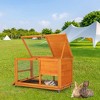 Sandinrayli Fashion Wooden 36In Rabbit Hutch - Outdoor/Indoor w/Wheels, Removable Tray, Openable Roof, Anti-Slip Ramp for Small Bunnies (Orange) - 4 of 4