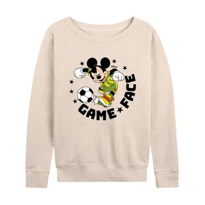 Women's - Disney - Game Face Soccer Lightweight French Terry Wide Neck Long Sleeve Shirt - 1 of 4