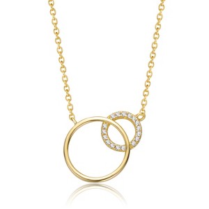 Guili Exquisite 14k Gold Plated Cubic Zirconia Entwined Triple Eternity Circle Necklace – Elegant, Timeless, and Sparkling Design - 1 of 2