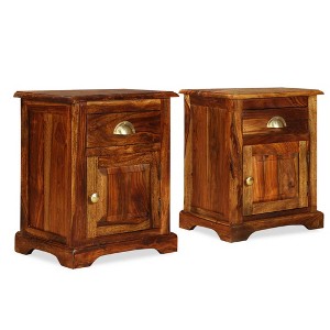 vidaXL Bedside Cabinet 2 pcs 15.7 in.x11.8 in.x19.7 in. Solid Sheesham Wood - 1 of 4