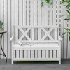Outsunny 29 Gallon Garden Storage Bench with Wooden Frame, Large Entryway Deck Box w/ Unique X-Shape Back, Louvered Side Panels for Patio - 2 of 4