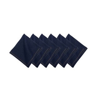 C&F Home Denim Machine Navy Blue Washable Hemstitch Napkins Set of 6 - 1 of 4