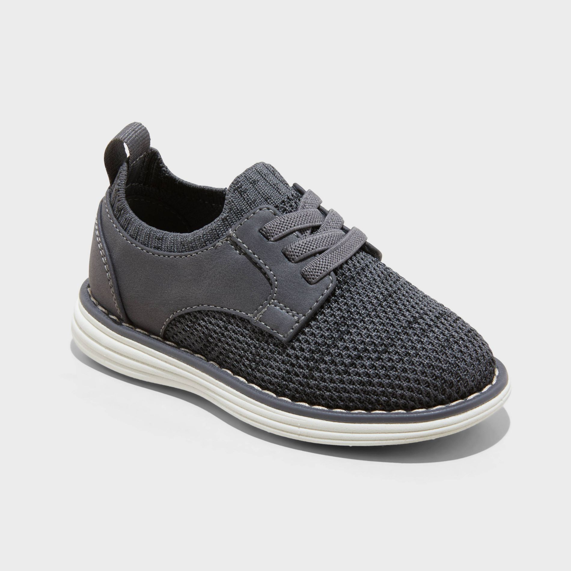 Toddler Shane Knit Dress Shoes - Cat & Jack™ Charcoal Gray 11T: Elastic Laces, Pull-On, Non-Marking Outsole