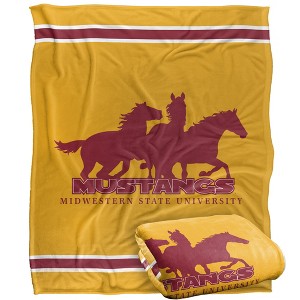 Midwestern State University Primary Logo Stripes Silky 50x60 Blanket, 1 Sided - 1 of 4