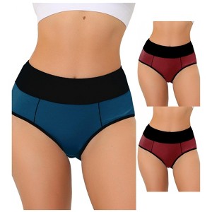 Allegra K Women's High Waist Tummy Control Color-Block Briefs 3 Packs - 1 of 4