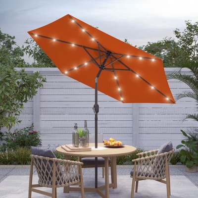 Sonkuki 7.5 ft Outdoor LED Solar Lighted Patio Market Umbrella w/ Push Button Tilt