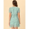 INSPIRE CHIC Women's Floral Puff Sleeve V Neck Drawstring Ruched Ruffle Dress - image 3 of 4