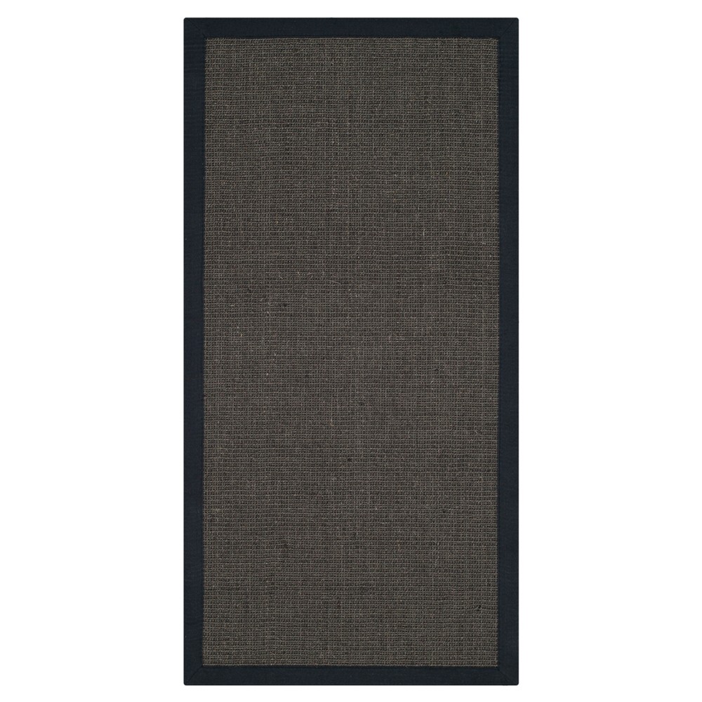2'6inx4' Klara Natural Fiber Accent Rug Charcoal - Safavieh