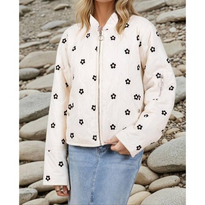 Women's Tory Flower Accent Puff Jacket - LOVELO