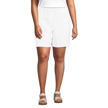 Lands' End Women's High Rise Pull On Drawstring A-line 7" Linen Shorts