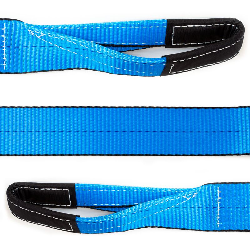 Driver Recovery 3" x 8' Tow Strap - Recovery Winch Tree Saver - Extreme Heavy Duty Nylon 30,000 Pound (15-Ton) Pulling Capacity - Blue, 3 of 5