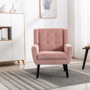 Ridstar Upholstered Modern Soft Lounge Chair & Accent Chair With Arm Support And Solid Leg-Pink - 1 of 4