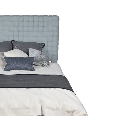 Light Teal Chenille Upholstered Queen Bed with Tufted Headboard and Drawers