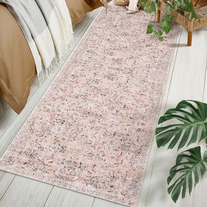 Machine Washable 2x6 Vintage Floral Distressed Rug Kitchen Runner Rug Stain Resistant Non Slip Non Shedding Easy To Clean Floor Cover For Hallway - 1 of 4