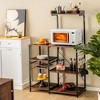 Costway 4-Tier Vintage Kitchen Baker's Rack Utility Microwave Stand w/ Basket & 5 Hooks - 3 of 4