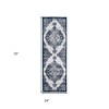 Ivory Gray And Blue Medallion Area Rug - 3 of 4