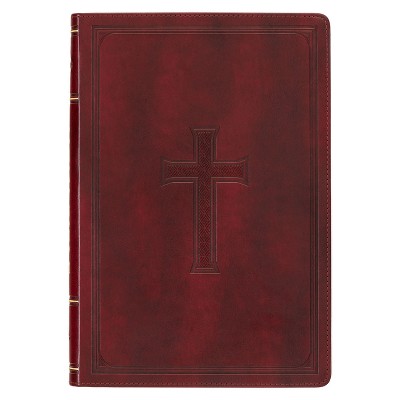 KJV Holy Bible, Thinline Large Print Faux Leather Red Letter Edition - Thumb Index & Ribbon Marker, King James Version, Burgundy - (Leather Bound)