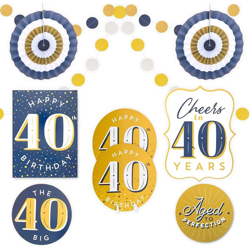 Sparkle and Bash 12 Pieces 40th Birthday Party Supplies, Table Centerpieces, Wall Ceiling Decorations Confetti String, 1 of 9