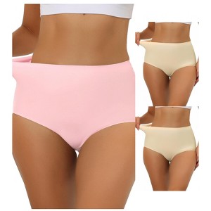 Allegra K Women's Elastic High-Waisted Unlined Breathable No-Show Hipster Underwear Multicolored - 1 of 4