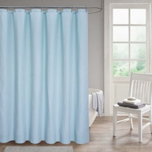 LunaLulinlk Waffle Weave Fabric Shower Curtain ,Fog Blue - 1 of 4