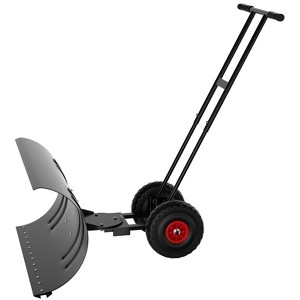 Heavy-Duty Snow Shovel with Wheels, 5-Position Adjustable Blade & Handle, 29/36 Inch Galvanized Steel Snow Pusher for Driveway and Yard - 1 of 4