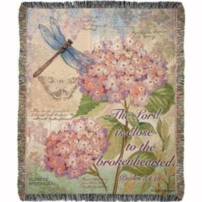 Manual Woodworks and Weavers Christian Tapestry Throw Blanket with Psalm 34:18 – 50x60 Inspirational Faith Décor