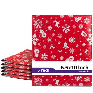Fosmon 6.5 x 10 #0 Christmas Holiday Poly Bubble Mailer Gift Wrap, Lightweight Water/Dust/Shock/Tear Resistant Padded Shipping Envelopes - 1 of 4
