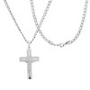Steeltime 24" Men's stainless steel St. Benedict crucifix pendant with greek key accents - 2 of 4