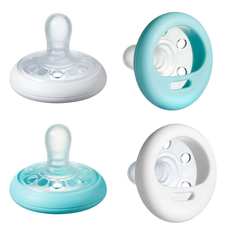 Tommee Tippee Breast-Like Night Time 4pk Pacifier 0-6m - White/Blue, 1 of 8