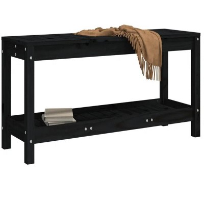 Patio Bench Black 42.5"x13.8"x17.7" Solid Wood Pine