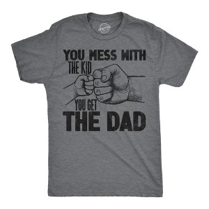 Mens Funny T Shirts You Mess With The Kid You Get The Dad Sarcastic Fathers Day Graphic Novelty Tee For Men - Crazy Dog Men's T Shirt Dark Grey XL - 1 of 4