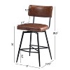 HDZNVF Set of 2 Retro Swivel Counter Stools, Brown PU - 4 of 4