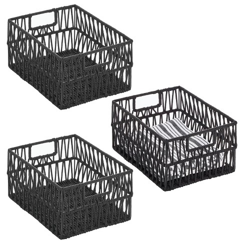 Mdesign Metal Kitchen Wide Under Shelf Basket, 2 Pack, Matte Black/natural  : Target