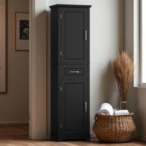 Mshliw Tall Freestanding Bathroom Storage Cabinet with 2 Doors, Adjustable Shelves,Drawer & Door Racks,MDF Cabinet with Painted Finish - 1 of 4