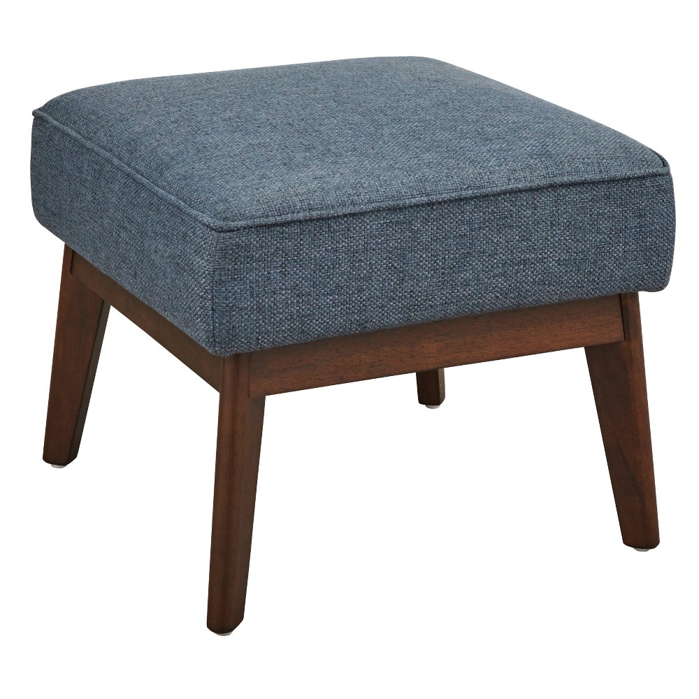 Photos - Pouffe / Bench Sonia Ottoman Blue - Buylateral: Mid-Century Padded, Rubberwood Frame, 250 lbs Capacity