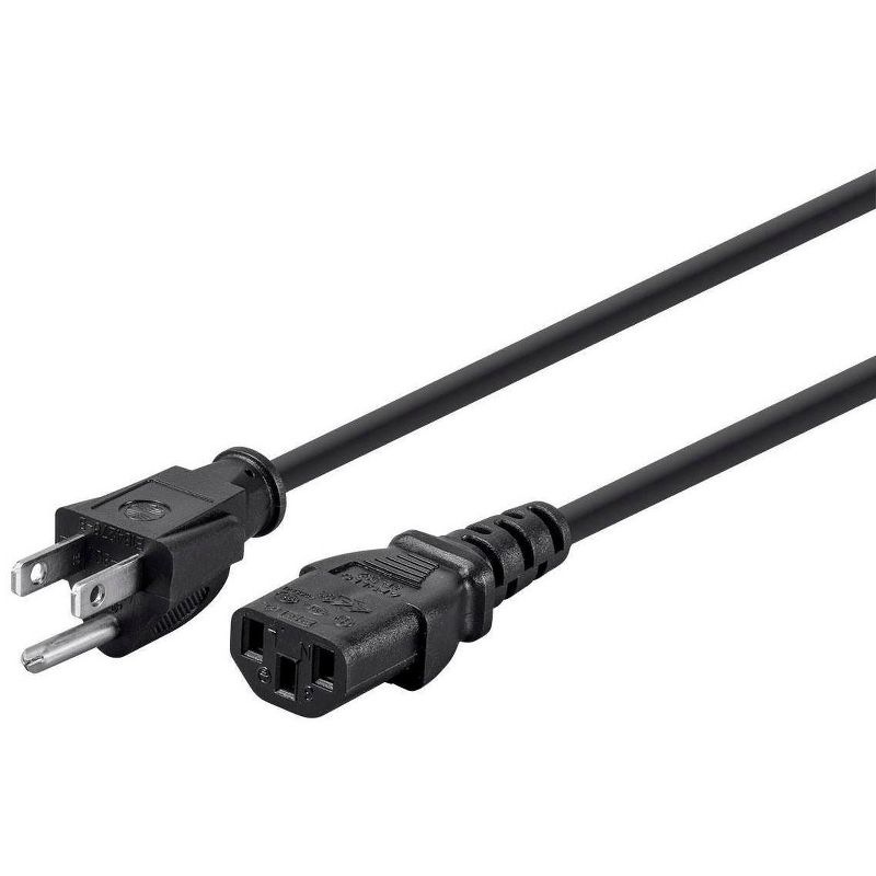 Monoprice 3-Prong Power Cord - 3 Feet - Black (6 Pack) NEMA 5-15P to IEC 60320 C13, 18AWG, 10A, 125V, Works With Most Pcs, Monitors, Scanners, &, 1 of 7