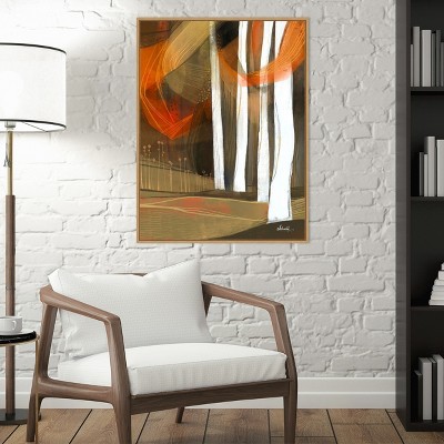 Ethereal Fall Forest Abstract Watercolor Framed Canvas Art