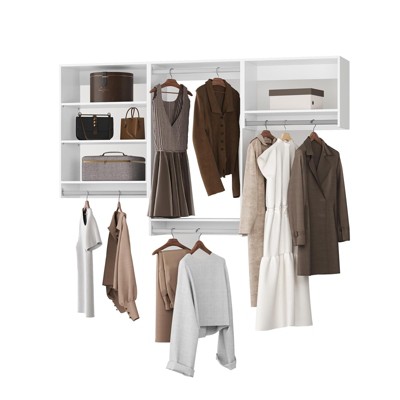 Closet Organizer System with Hanging Shelving , Wood Tower Closet Storage for Walk In Closets