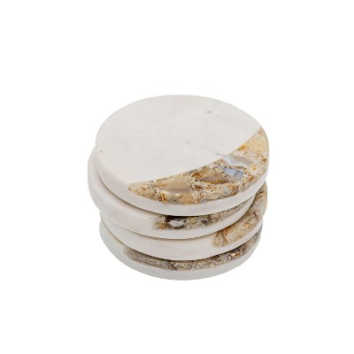 Set of 4 Brown Agate and Marble Coasters by Foreside Home & Garden