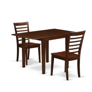 HomeStock 3-Pc Mahogany Finish Solid Wood Top Dining Table Set - 1 of 4